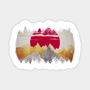 Red Sun and Golden Mountains Magnet