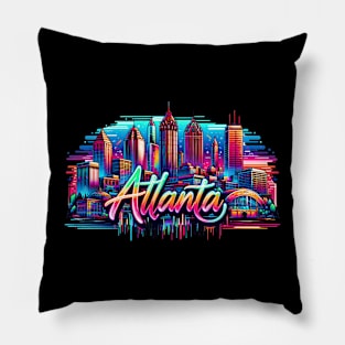 Atlanta Georgia USA Neon Graffiti Retro Airbrush 90s Pillow