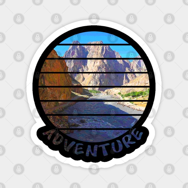 Adventure is Calling I have to go walking outside in nature and enjoy the hike in the beautiful surrounding between rivers, trees, rocks, wildlife and green fields. Hiking is a pure gem of joy.   Magnet by Olloway