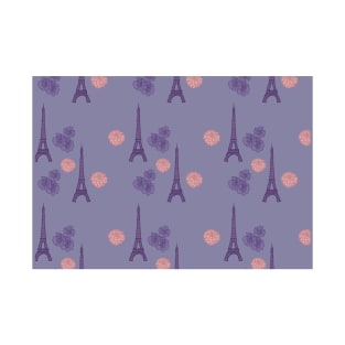 Purple Eiffel Tower Pattern T-Shirt