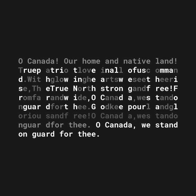 Text: CANADA Anthem (english) (white) by itemful