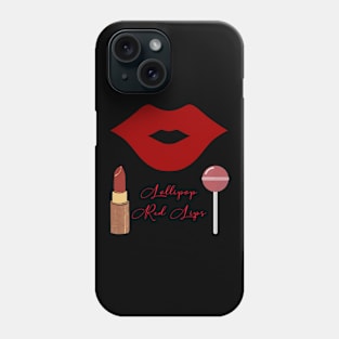 Lollipop red lips. Girly lipstick makeup candy Phone Case