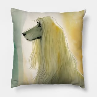 abstract afghan hound watercolor in neutral tones Pillow