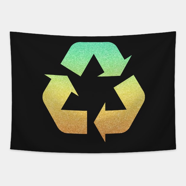 Sand Ocean Ombre Faux Glitter Recycle Symbol Tapestry by Felicity-K