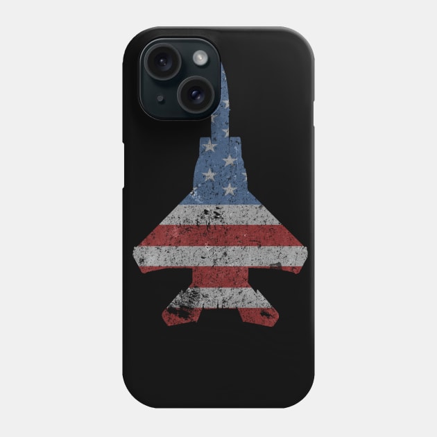 F-15 Eagle Jet Fighter Vintage American Flag Vintage Phone Case by DesignedForFlight