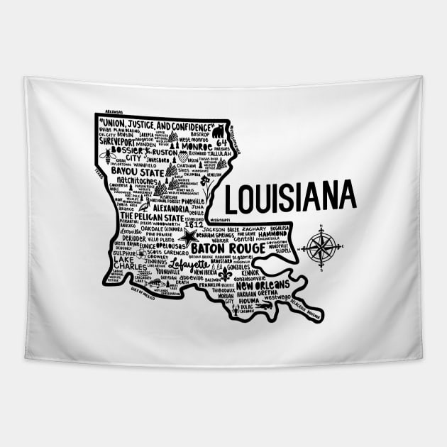 Louisiana Map Tapestry by fiberandgloss