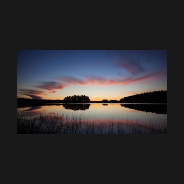 Beautiful clouds and lake landscape after sunset by Juhku