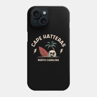 Vintage Surfing Cape Hatteras North Carolina // Retro Surf Skull Phone Case