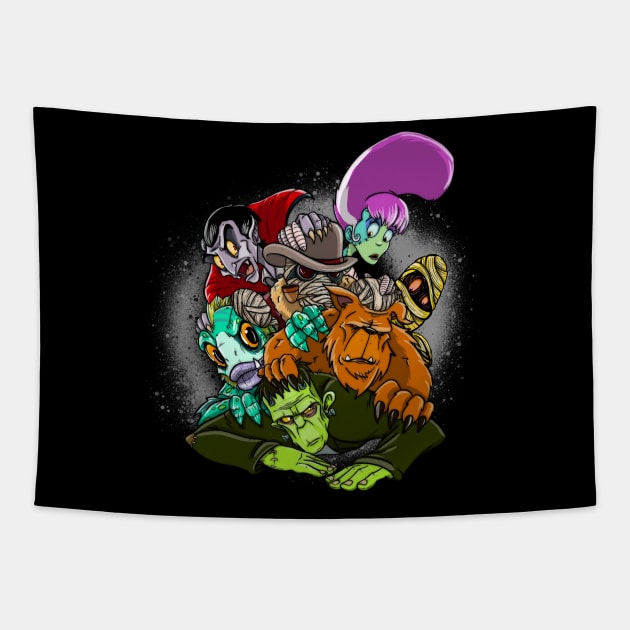 Monster smash Tapestry by Artbylukus