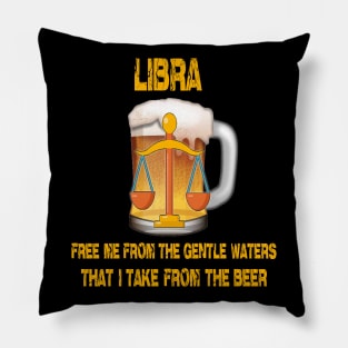 Libra Sign Funny Beer T-Shirt Pillow