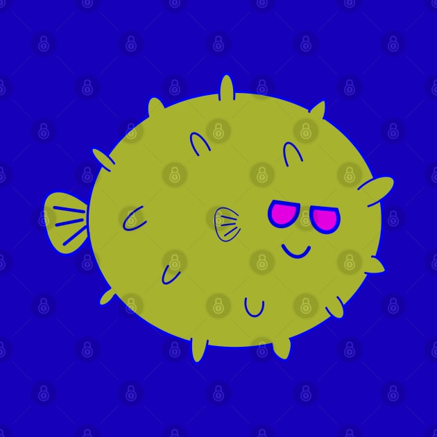 Kawaii Cute Smiley Pufferfish, Pufferfish Lover by vystudio