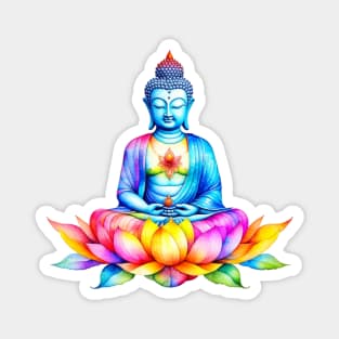 Watercolor Buddha and Lotus Magnet
