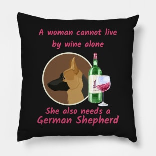 Funny German Shepherd and Wine Pillow