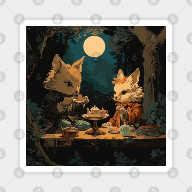 Moonlight Tea Party Magnet by Ray Crimson