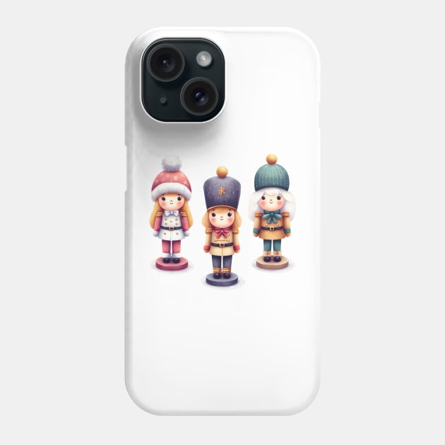 Neutral Christmas Nutcracker Dolls - Winter Coats Phone Case by Star Fragment Designs