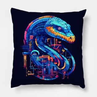 Cyber Snake, Techno Viper of a Digital Realm Pillow