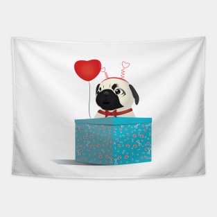 Puppy Pug Valentine Tapestry