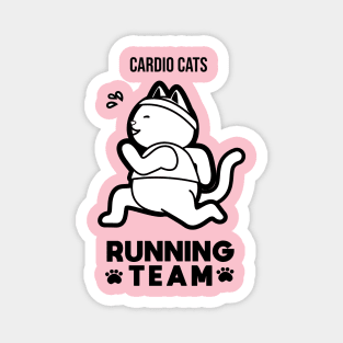 Cardio Cats running team black and white Magnet