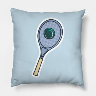 Tennis Ball with Racket Sticker vector icon illustration. Sport object icon design concept. Racket hitting a ball sticker design logo. Pillow