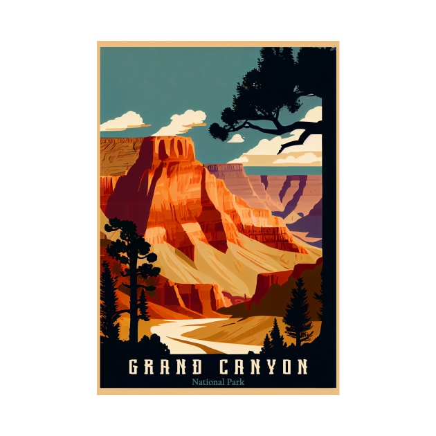 Grand Canyon National Park Vintage Travel Poster by GreenMary Design