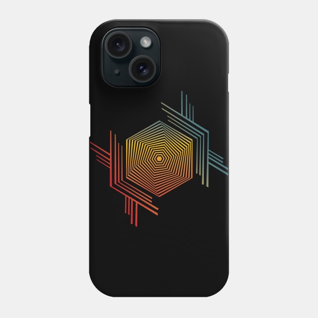 optical illusion artwork, synthwave polygon Phone Case by Erekjo