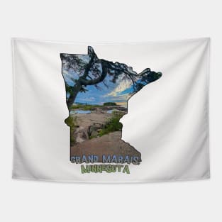 Minnesota State Outline - Grand Marais Tapestry