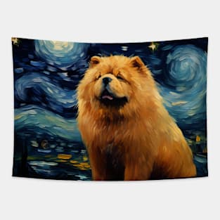 Chow Chow Painted in Starry Night style Tapestry