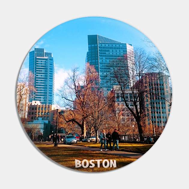 Boston city fall Pin by BoogieCreates