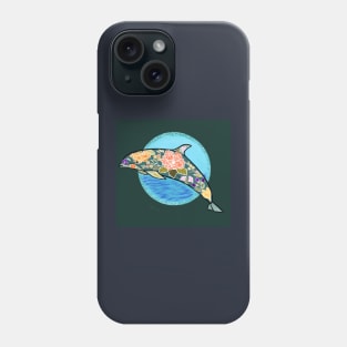 Floral Embellished Dolphin Phone Case