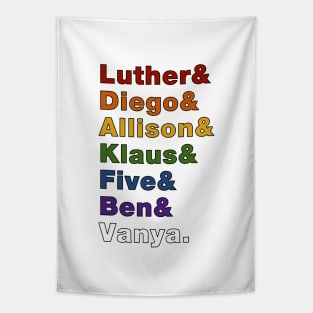 Pride Colored Umbrella Academy Character Names Tapestry