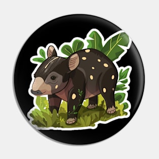 Cute Mountain Tapir Illustration - Adorable Animal Art Pin