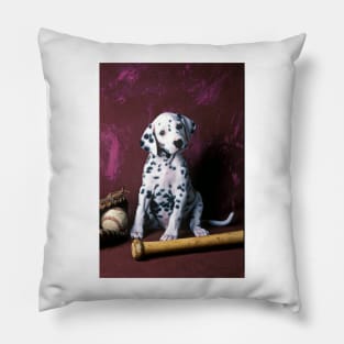 Dalmatian puppy with baseball Pillow