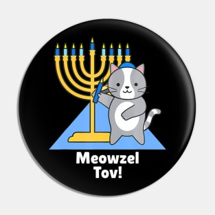 Cute Funny Cat Hanukkah Family Matching Meowzel Tov Pin