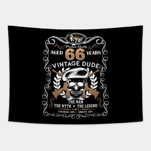 Skull Aged 66 Years Vintage 66 Dude Tapestry