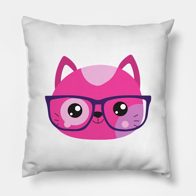 Hipster Cat, Cat With Glasses, Little Cat, Kitten Pillow by Jelena Dunčević