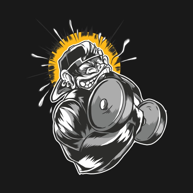 workout clothes sports gym gorilla by Midoart