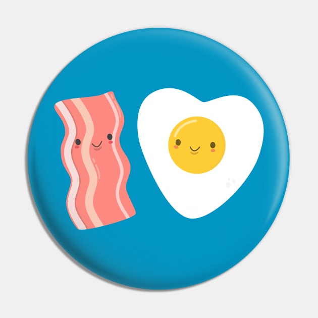 Egg and Bacon Love T-Shirt Pin by happinessinatee