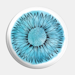 Azure Blue Sunflower Pin