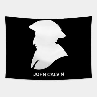 Silhouette of Christian reformer and theologian John Calvin Tapestry