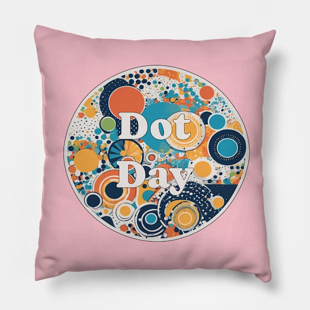 Dot day teacher art student inspire creativity colourful design Pillow by Edgi