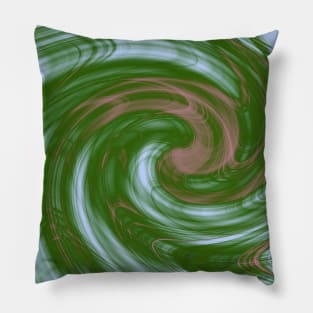 Swirling green and blue fractal vortex Pillow