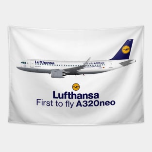 Illustration of Lufthansa Airbus A320 NEO D-AINA Tapestry