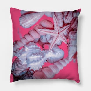 Pink Seashells Beach Summer Vacation Pillow