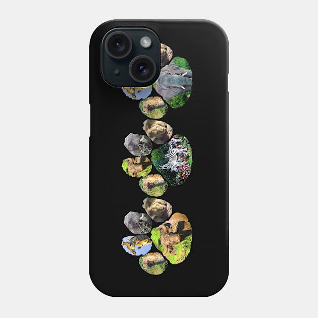 African Wildlife Lion pawprint Trio Collage Phone Case by PathblazerStudios