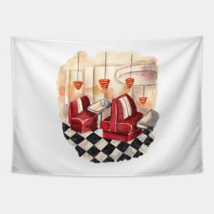 Retro Drive In Pattern Tapestry