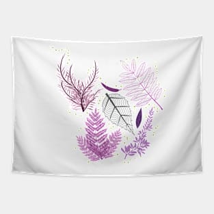 Boho Garden with Purple and Gray Tapestry