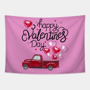 Red Truck With Hearts Happy Valentine's Day Gifts For Women Tapestry