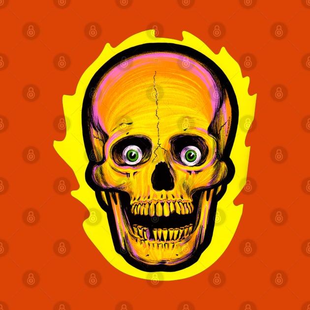 Vintage Flaming Skull Halloween by Pop Fan Shop