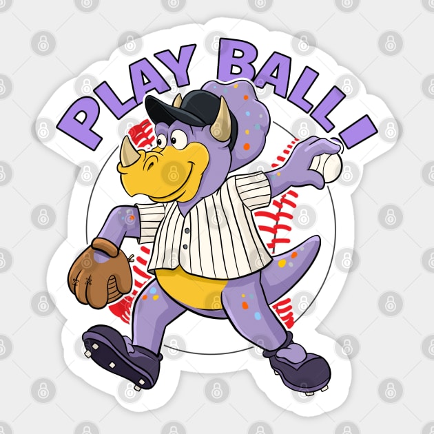 Play Ball! Rockies Baseball Mascot Dinger - Colorado Rockies - Sticker