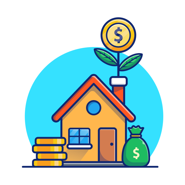 House With Gold Coin Money Plant Cartoon by Catalyst Labs